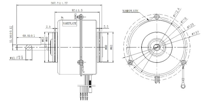 1/10HP Brushless Ec Motor for Fan Coil Unit/Vrf Indoor Unit and Crac Unit