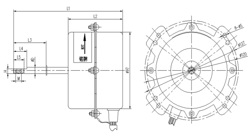 18W Single Phase Capacitor-Running Electric AC Fan Motor for Air Conditioning Units Installed in Low-Power Bedroom